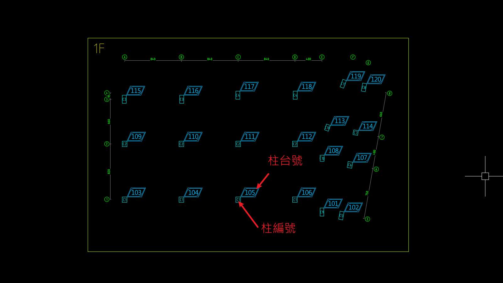 柱號歸位與柱台號標記的結果